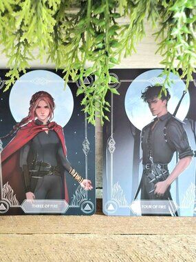 Fairyloot Shadow Reaper by Lynette Noni Three of Fire & Four of Fire Tarot Cards